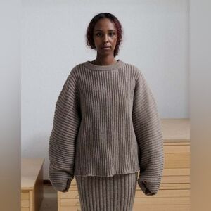 Baserange Kai Alassio Grey Ribbed Wool Sweater M L